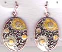 fashion earrings in copper base designed with yellow flower pattern