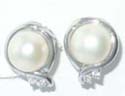 custom earrings with shining white stone in front decor