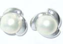 wholesale earrings with shining white stone in silver base decor