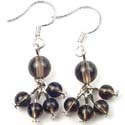 discount earrings with black stones drop/dangle, fit in fish hook back