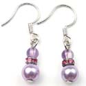 wholesale earrings with purple cz drop/dangle, fit in fish hook back