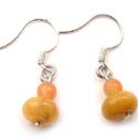 custom earrings with yellow stone decor, fit in fish hook back
