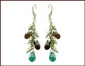wholesale earrings with green and purple stone drop/dangle, fit in fish hook back