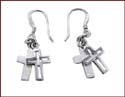 wholesale earrings with silver color design in cross shape 