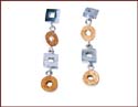 fashion earrings with blue and blown color design in round and square shape