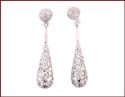 custom earrings with white cz stone design in water-drop shape design