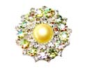 fine fashion pin with pearl shape yellow stone in the middle, flower shape decor