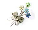 fine fashion pin with assorted color stone design in flower shape