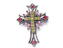 fine fashion pin with assorted color design in cross shape