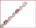 discount bracelet with purple cz stone and white cz stone