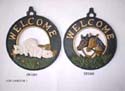 rounded welcome board with horses in the middle decor