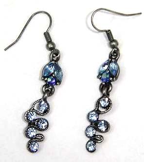 Distributor fashion jewelry gifts supplier wholeale black sterling silver blue cz fish hook earring 