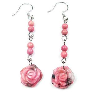 Antique jewelry wholesale supply red rose fish hook earring 