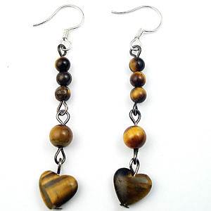 Wholeale jewelry supply heart shape lady's tiger's eye earring 