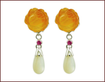 Supplier bridal jewelry gifts company supply jade rose earring 