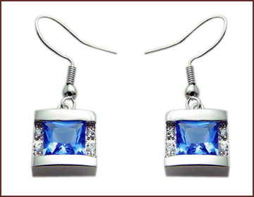 Lady's discount jewelry store online supply sapphire square shape earrings 