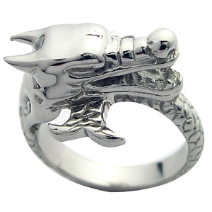 Sterling silver hip hop ring with dragon pattern from manufacturer import and export