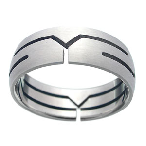 People jewelry catalog online supply silver ring with curved line pattern
