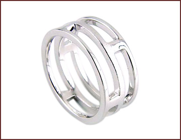 Making wholesale discount price wholesaler supply sterling silver ring with cuved-out line pattern