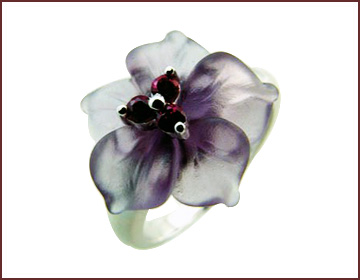 Wholesale distributor jewelry China importer supply purple flower ring